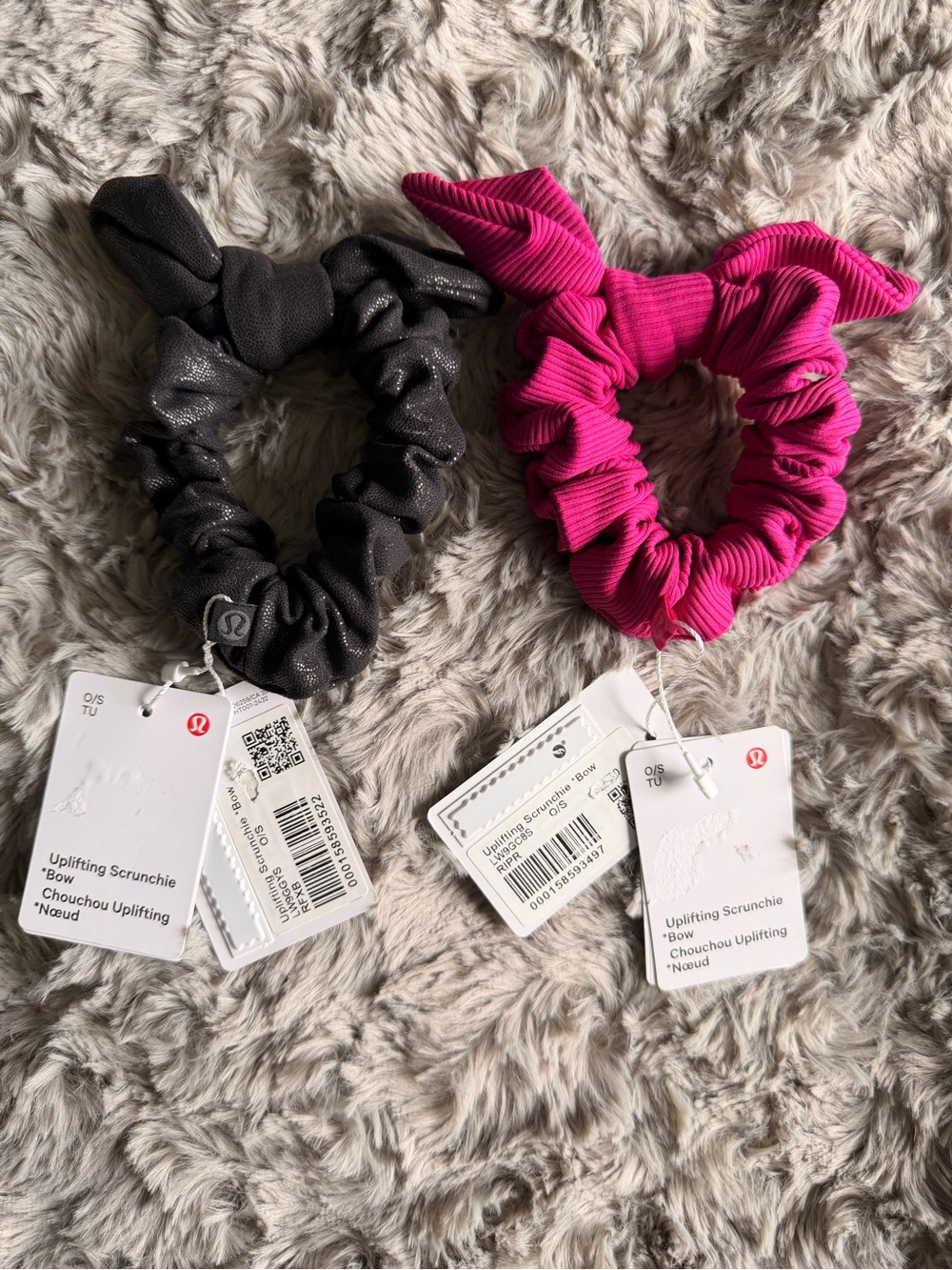 Lululemon Uplifting Scrunchie Bow Duo - Black & Hot Pink